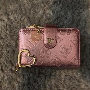 Juicy Couture Metallic Pink Card Holder with Heart Charm